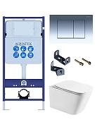 Комплект унитаза с инсталляцией Aquatek Set Либра T-010/KKI33 цвет Белый с сиденьем Микролифт и клавишей смыва цвет Хром глянцевый