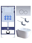 Комплект унитаза с инсталляцией Aquatek Set Aquatek Поларис-01-019 4в1 цвет Белый с сиденьем Микролифт и клавишей смыва цвет Хром глянцевый