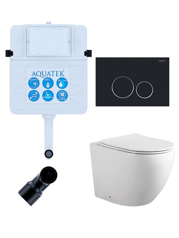 Комплект унитаза со смывным бачком Aquatek Set BW Aquatek Европа-020 3в1 