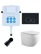 Комплект унитаза со смывным бачком Aquatek Set BW Aquatek Европа-020 3в1 цвет Белый с сиденьем Микролифт и клавишей смыва цвет Черный матовый