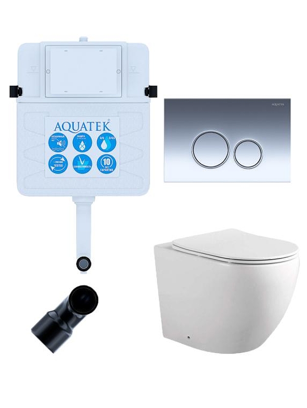 Комплект унитаза со смывным бачком Aquatek Set BW Aquatek Европа-018 3в1 