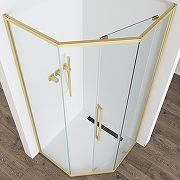 Душевой уголок Black&White S1150-9090G 90x90 11509090G профиль брашированное золото стекло прозрачное-4