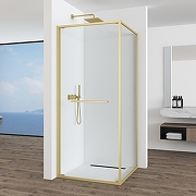 Душевой уголок Black&White S1120-9090G 90x90 11209090G профиль брашированное золото стекло прозрачное-4