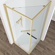 Душевой уголок Black&White S1120-9090G 90x90 11209090G профиль брашированное золото стекло прозрачное-5