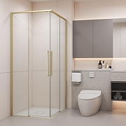 Душевой уголок Black&White S1220-9090G 90x90 12209090G профиль брашированное золото стекло прозрачное-5