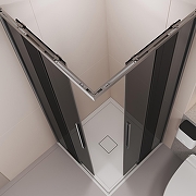 Душевой уголок Black&White S1220-9090GM 90x90 12209090GM профиль оружейная сталь стекло прозрачное-4