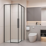 Душевой уголок Black&White S1220-9090GM 90x90 12209090GM профиль оружейная сталь стекло прозрачное-5