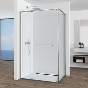 Душевой уголок Black&White S1180-1290N 120x90 11801290N профиль брашированный никель стекло прозрачное-5