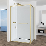 Душевой уголок Black&White S1180-1290G 120x90 11801290G профиль брашированное золото стекло прозрачное-5