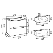 Тумба под раковину Aqua de Marco Olivia 65 2065COLI/H/2 подвесная цвет Белый-8