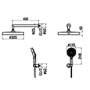 Комплект верхнего и ручного душа Boheme Cell 427-BRB цвет Брашированная бронза-1