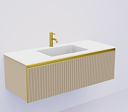 Тумба под раковину Boheme Armadi Art Quatro 1 120 790-M1-120-RIB-D-MG-LED подвесная цвет Daphne профиль Золото матовое