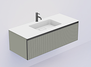 Тумба под раковину Boheme Armadi Art Quatro 1 120 790-M1-120-RIB-L-A-LED подвесная цвет Кашемир профиль Антрацит