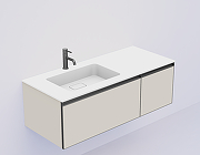 Тумба под раковину Boheme Armadi Art Quatro 2 120 790-M2-120-CM-A-LED подвесная цвет Кашемир профиль Антрацит