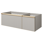 Тумба под раковину Boheme Armadi Art Quatro 2 120 790-M2-120-CM-RIB-MG подвесная цвет Кашемир профиль Золото матовое