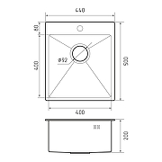 Кухонная мойка Rivelato Rinox 44 4450 PVD black цвет Черный-3