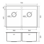 Кухонная мойка Rivelato Rinox 74 7450 2В PVD black цвет Черный-3