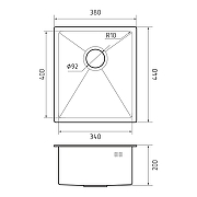 Кухонная мойка Rivelato Rinox 38 3844 UN PVD black цвет Черный-3