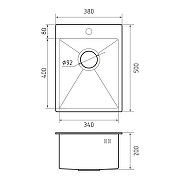 Кухонная мойка Rivelato Rinox 38 3850 PVD black цвет Черный-3