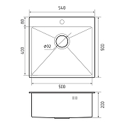 Кухонная мойка Rivelato Rinox 54 5450 PVD black цвет Черный-3