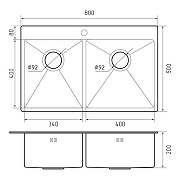 Кухонная мойка Rivelato Rinox 80 8050 B2 PVD black цвет Черный-3