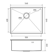 Кухонная мойка Rivelato Rinox 54 5444 UN цвет Нержавеющая сталь-3