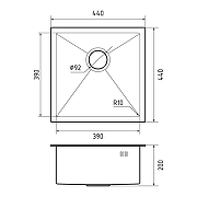Кухонная мойка Rivelato Rinox 44 4444 UN цвет Нержавеющая сталь-3