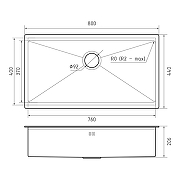 Кухонная мойка Rivelato Rinox 80 8044 UN цвет Нержавеющая сталь-3
