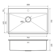 Кухонная мойка Rivelato Rinox 80 8050 цвет Нержавеющая сталь-3