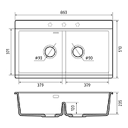 Кухонная мойка Rivelato Fonde 86 FN-8638-2 Bianco latte цвет Белый-3