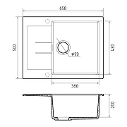 Кухонная мойка Rivelato Lumo 65 LM-6550 Nero цвет Черный-1