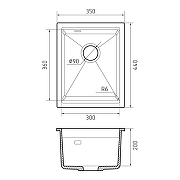 Кухонная мойка Rivelato Lino 35 LN-354 antracite цвет Антрацит-3