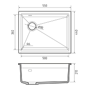 Кухонная мойка Rivelato Lino 55 LN-554-L grigio metallizz цвет Серый металлик-3
