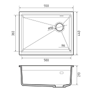 Кухонная мойка Rivelato Lino 55 LN-554-R brina цвет Иней-3