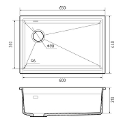Кухонная мойка Rivelato Lino 65 LN-654-L grigio metallizz цвет Серый металлик-3