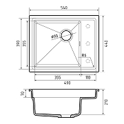 Кухонная мойка Rivelato Nobile 54 NB-544-R grigio metallizz цвет Серый металлик-3