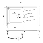 Кухонная мойка Rivelato Raum RM-78 RM-78 antracite цвет Антрацит-3