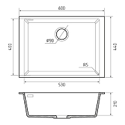 Кухонная мойка Rivelato Stria 60 SR-6053 Calcestruzzo цвет Темно-серый-1
