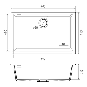Кухонная мойка Rivelato Stria 69 SR-6963 Nero profondo цвет Черный-3