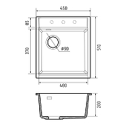 Кухонная мойка Rivelato Tesoro 45 TR-455-L antracite цвет Антрацит-3