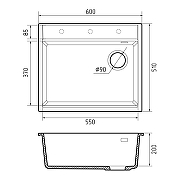 Кухонная мойка Rivelato Tesoro 60 TR-605-R nero цвет Черный-3