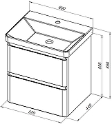 Тумба с раковиной Aquanet Эмбер 60 332503 подвесная цвет Белый матовый-8