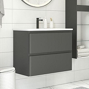 Тумба с раковиной Aquanet Эмбер 60 332504 подвесная цвет Черный матовый