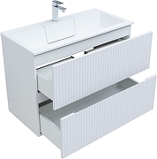Тумба с раковиной Aquanet Джейн 90 332528 подвесная цвет Белый матовый-1