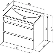 Тумба с раковиной Aquanet Нота New 75 335871 подвесная цвет Белый глянец-13