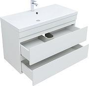 Тумба с раковиной Aquanet Нота New 100 335873 подвесная цвет Белый глянец-2