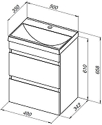 Тумба с раковиной Aquanet Нота New 50 335879 подвесная цвет Дуб светлый-13