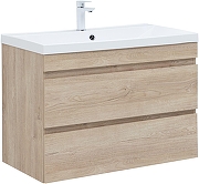 Тумба с раковиной Aquanet Нота New 90 335882 подвесная цвет Дуб светлый
