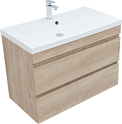 Тумба с раковиной Aquanet Нота New 90 335882 подвесная цвет Дуб светлый-1