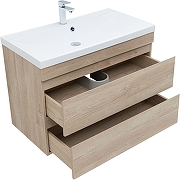 Тумба с раковиной Aquanet Нота New 90 335882 подвесная цвет Дуб светлый-2